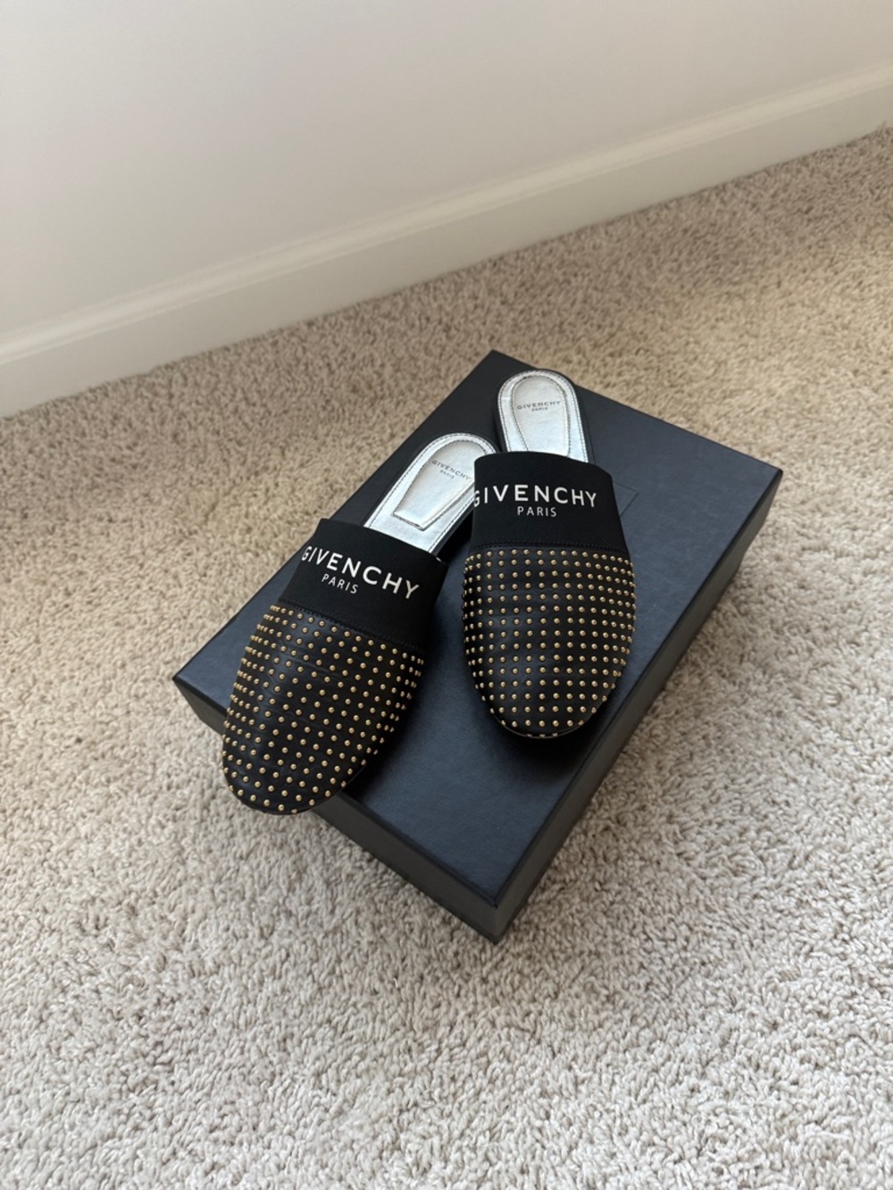 Givenchy Black Studded Mules